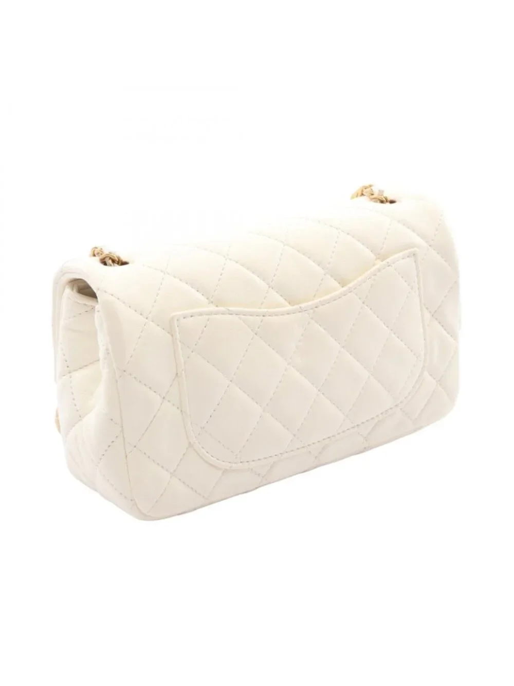 Chanel Shoulder Bag Quilted Mini Flap White Lambskin Small Chain